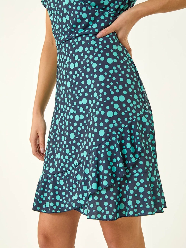 Roman Black Petite Spot Frill Hem Dress - Image 5 of 5