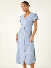 Roman Blue Petite Abstract Spot Midi Dress - Image 2 of 5
