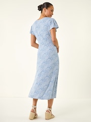 Roman Blue Petite Abstract Spot Midi Dress - Image 3 of 5