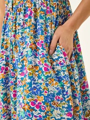 Roman Blue Petite Ditsy Floral Button Dress - Image 5 of 5