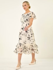 Roman White Petite Double Frill Dress - Image 1 of 5