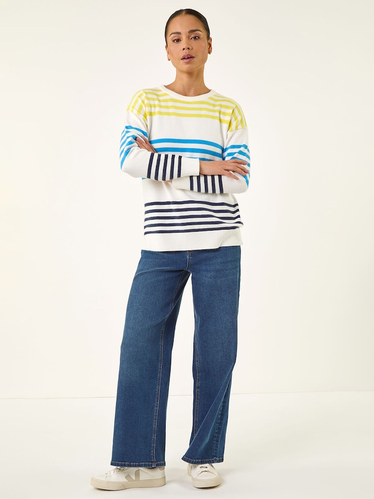 Roman Blue Petite Stripe Knit Jumper - Image 2 of 5 Roman Blue Petite Stripe Knit Jumper - Image 2 of 5