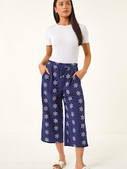 Roman Blue Petite Embroidered Cropped Trousers - Image 1 of 5