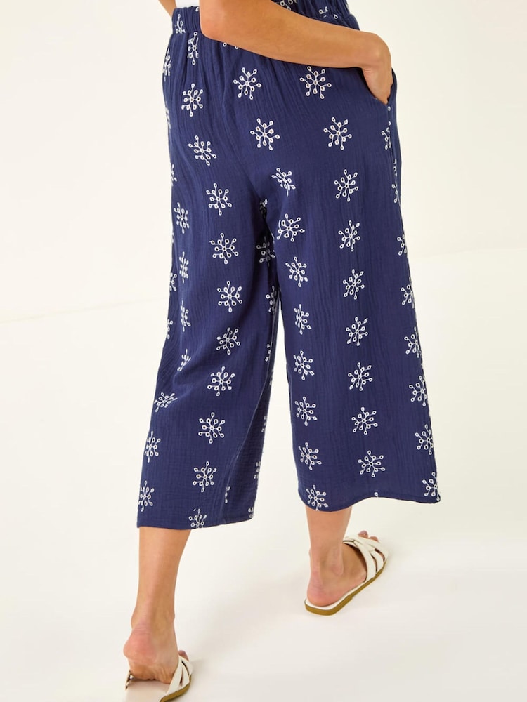 Roman Blue Petite Embroidered Cropped Trousers - Image 2 of 5