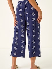 Roman Blue Petite Embroidered Cropped Trousers - Image 3 of 5