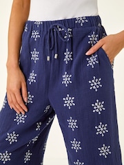 Roman Blue Petite Embroidered Cropped Trousers - Image 5 of 5