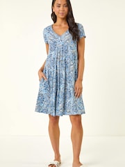 Roman Blue Petite Paisley Pocket Swing Dress - Image 2 of 5