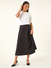 Roman Black Petite Ponte Stretch Midi Skirt - Image 2 of 5