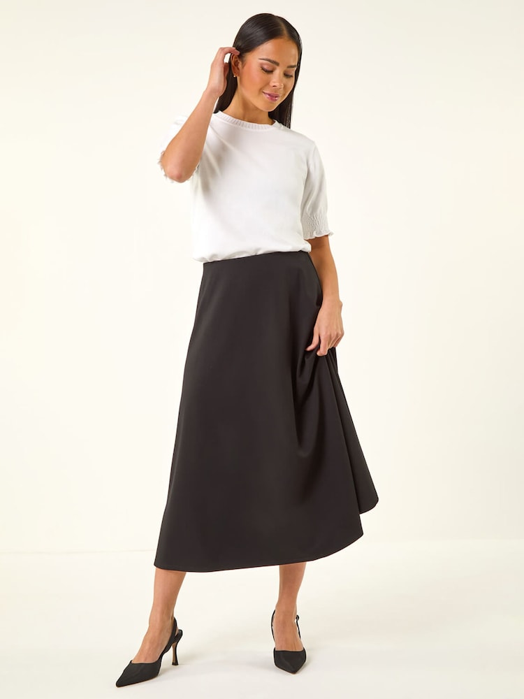 Roman Black Petite Ponte Stretch Midi Skirt - Image 2 of 5