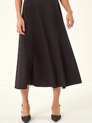 Roman Black Petite Ponte Stretch Midi Skirt - Image 4 of 5