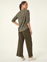Roman Green Petite Burnout Print Button Shirt - Image 3 of 5