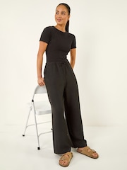 Roman Black Petite Pull On Woven Trousers - Image 1 of 5