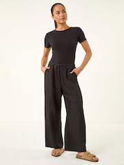 Roman Black Petite Pull On Woven Trousers - Image 2 of 5