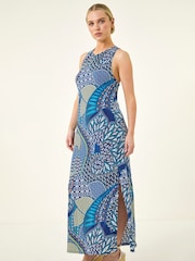 Roman Blue Petite Twist Back Maxi Dress - Image 4 of 5