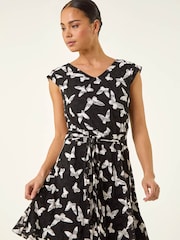 Roman Black Petite Butterfly Tie Waist Dress - Image 4 of 5