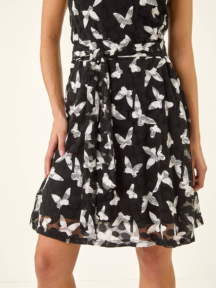 Roman Black Petite Butterfly Tie Waist Dress - Image 5 of 5