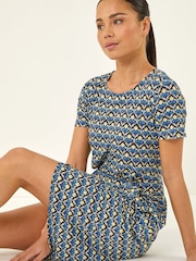 Roman Blue Petite Floral Pocket Midi Dress - Image 1 of 5