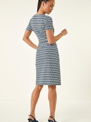 Roman Blue Petite Floral Pocket Midi Dress - Image 3 of 5