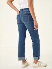 Roman Indigo Blue Petite Turn Up Pocket Denim Trousers - Image 3 of 5