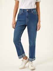 Roman Indigo Blue Petite Turn Up Pocket Denim Trousers - Image 4 of 5