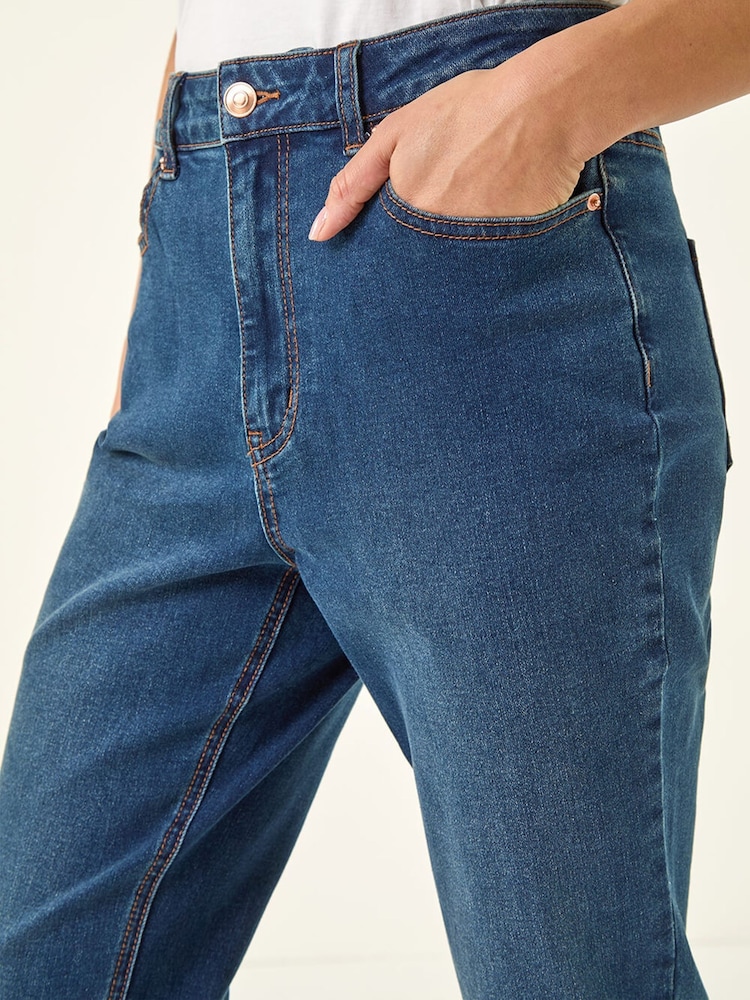 Roman Indigo Blue Petite Turn Up Pocket Denim Trousers - Image 5 of 5