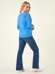 Roman Blue Petite Buttoned Knit Jumper - Image 3 of 5