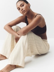 Cream Stripe Loungewear Trousers with linen - Image 3 of 9