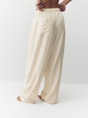 Cream Stripe Loungewear Trousers with linen - Image 4 of 9