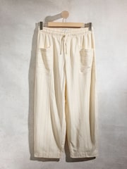 Cream Stripe Loungewear Trousers with linen - Image 6 of 9