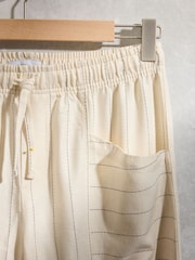 Cream Stripe Loungewear Trousers with linen - Image 7 of 9