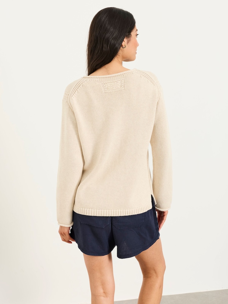 FatFace Ivory Snoopy Knitted Jumper - Image 2 of 5 FatFace Ivory Snoopy Knitted Jumper - Image 2 of 5
