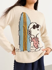 FatFace Ivory Snoopy Knitted Jumper - Image 3 of 5