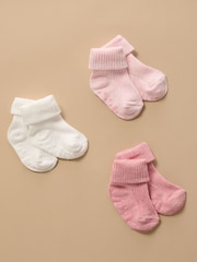 Purebaby Pink Rib Socks 3 Pack - Image 1 of 1