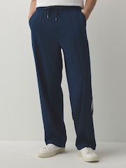 Navy Wide Leg Fit Side Stripe Smart Joggers - Image 1 of 9