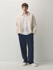 Navy Wide Leg Fit Side Stripe Smart Joggers - Image 2 of 9