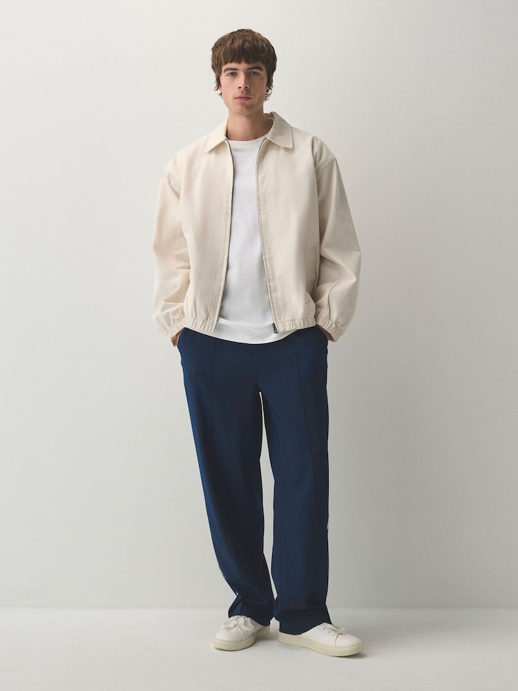 Navy Wide Leg Fit Side Stripe Smart Joggers - Image 2 of 9 Navy Wide Leg Fit Side Stripe Smart Joggers - Image 2 of 9