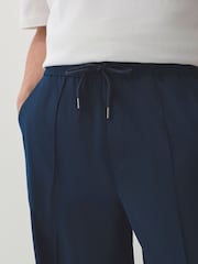 Navy Wide Leg Fit Side Stripe Smart Joggers - Image 4 of 9