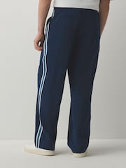 Navy Wide Leg Fit Side Stripe Smart Joggers - Image 5 of 9