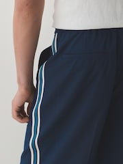Navy Wide Leg Fit Side Stripe Smart Joggers - Image 6 of 9
