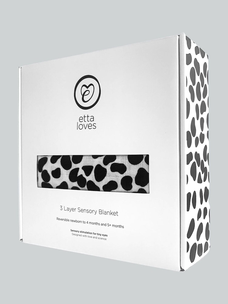 Etta Loves Animal Black Blue Leopard Sensory Cotton Muslin Blanket - Image 2 of 5
