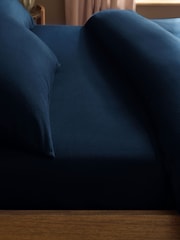 Blue Navy Brushed Cotton Supersoft Extra Deep Fitted Sheet - Image 1 of 2