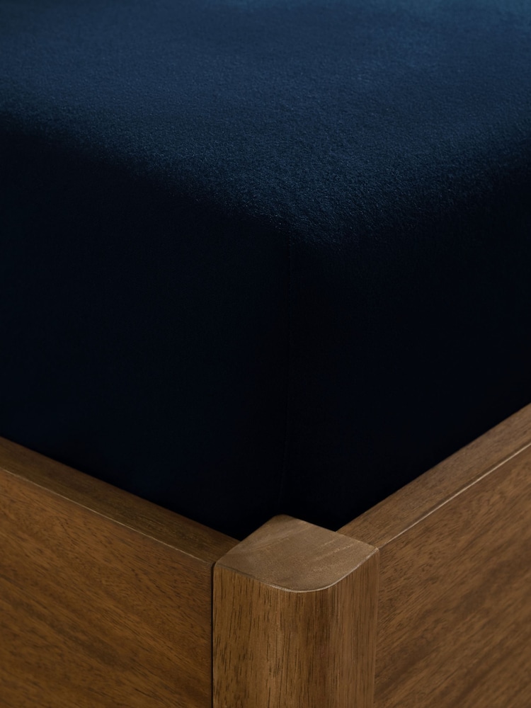 Blue Navy Brushed Cotton Supersoft Extra Deep Fitted Sheet - Image 2 of 2 Blue Navy Brushed Cotton Supersoft Extra Deep Fitted Sheet - Image 2 of 2