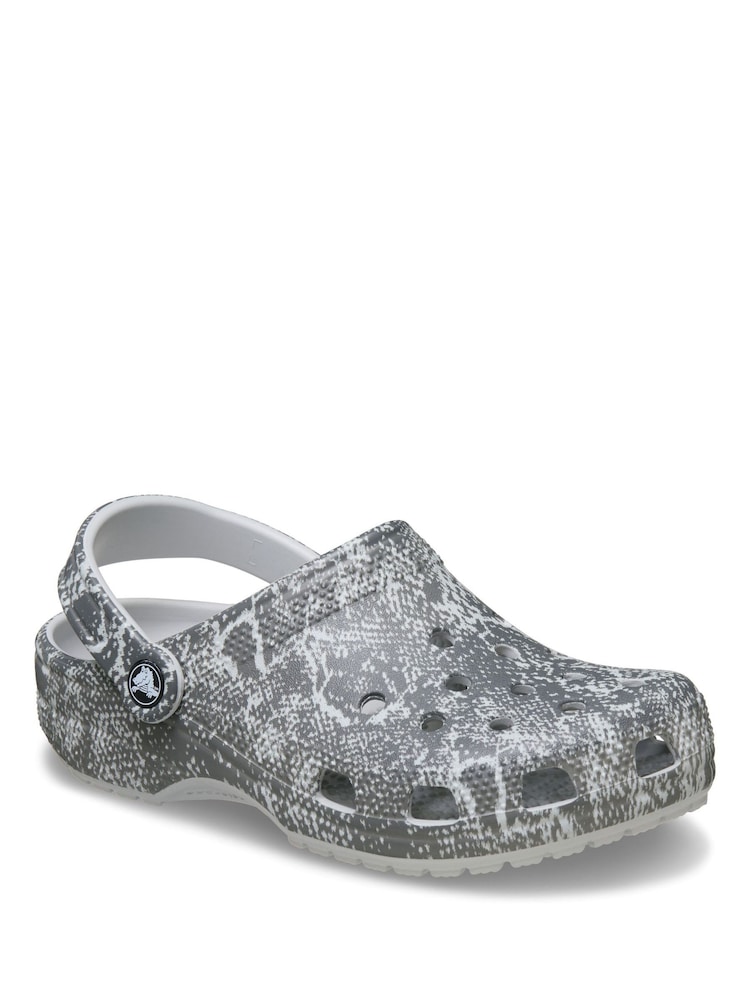 Crocs Grey Classic Snake Print Clogs - Image 2 of 6