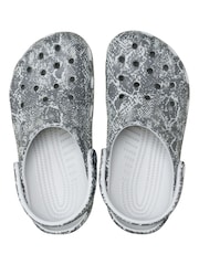 Crocs Grey Classic Snake Print Clogs - Image 5 of 6