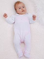 Emile Et Rose Leah All In One Pink Lower with Embroidered Scalloped Yoke - Image 1 of 4