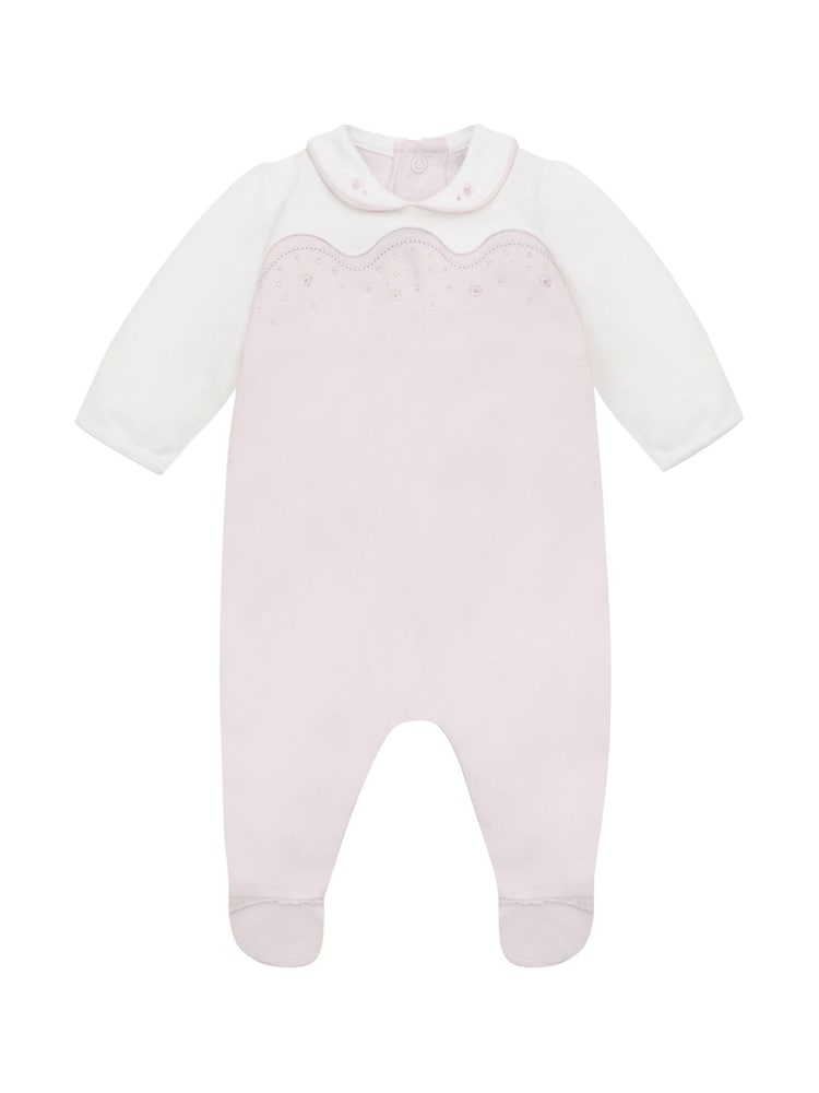 Emile Et Rose Leah All In One Pink Lower with Embroidered Scalloped Yoke - Image 2 of 4 Emile Et Rose Leah All In One Pink Lower with Embroidered Scalloped Yoke - Image 2 of 4