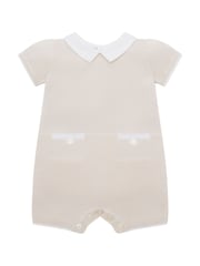 Emile Et Rose Natural Logan Knitted Romper with Mock Pockets & Collar - Image 2 of 4