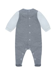 Emile Et Rose ブルー Lincoln 上半分ホワイト 下半分ストライプ トレイン刺繍 オールインワン - 画像 3 / 4