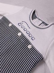 Emile Et Rose ブルー Lincoln 上半分ホワイト 下半分ストライプ トレイン刺繍 オールインワン - 画像 4 / 4