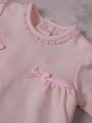 Emile Et Rose Pink Lily All-In-One with Embroidered Hearts Lace Trim & Hairband - Image 6 of 6